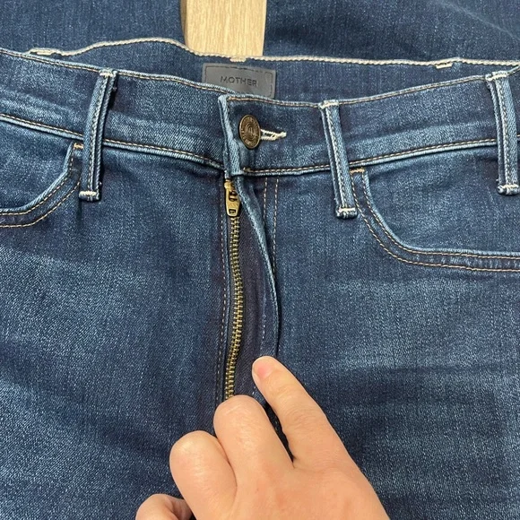 Mother The Hustler Roller Heel High Waisted Wide Leg 70’s Blue Jeans 33” Sz 26/4 - Picture 14 of 16